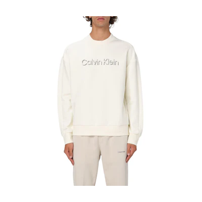 Calvin Klein Logo Crewneck Pullover Long-Sleeve Sweatshirt White () K10K113081-YAT