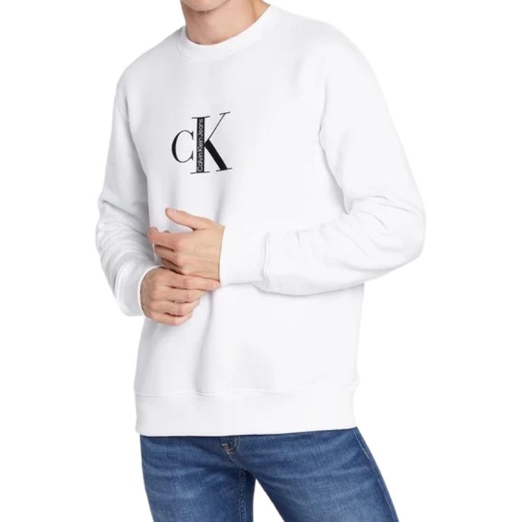 Calvin Klein Logo Crewneck Pullover Sweatshirt White () J30J321900-YAF