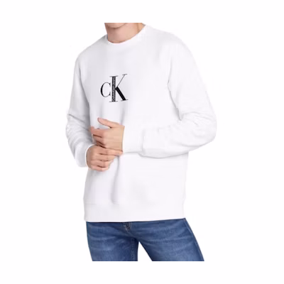 Calvin Klein Logo Crewneck Pullover Sweatshirt White () J30J321900-YAF