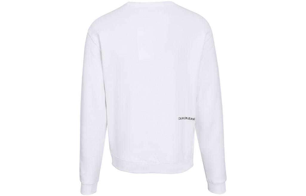 Shop Calvin Klein 經典標誌白色圓領長袖上衣 J30J318181-YAF