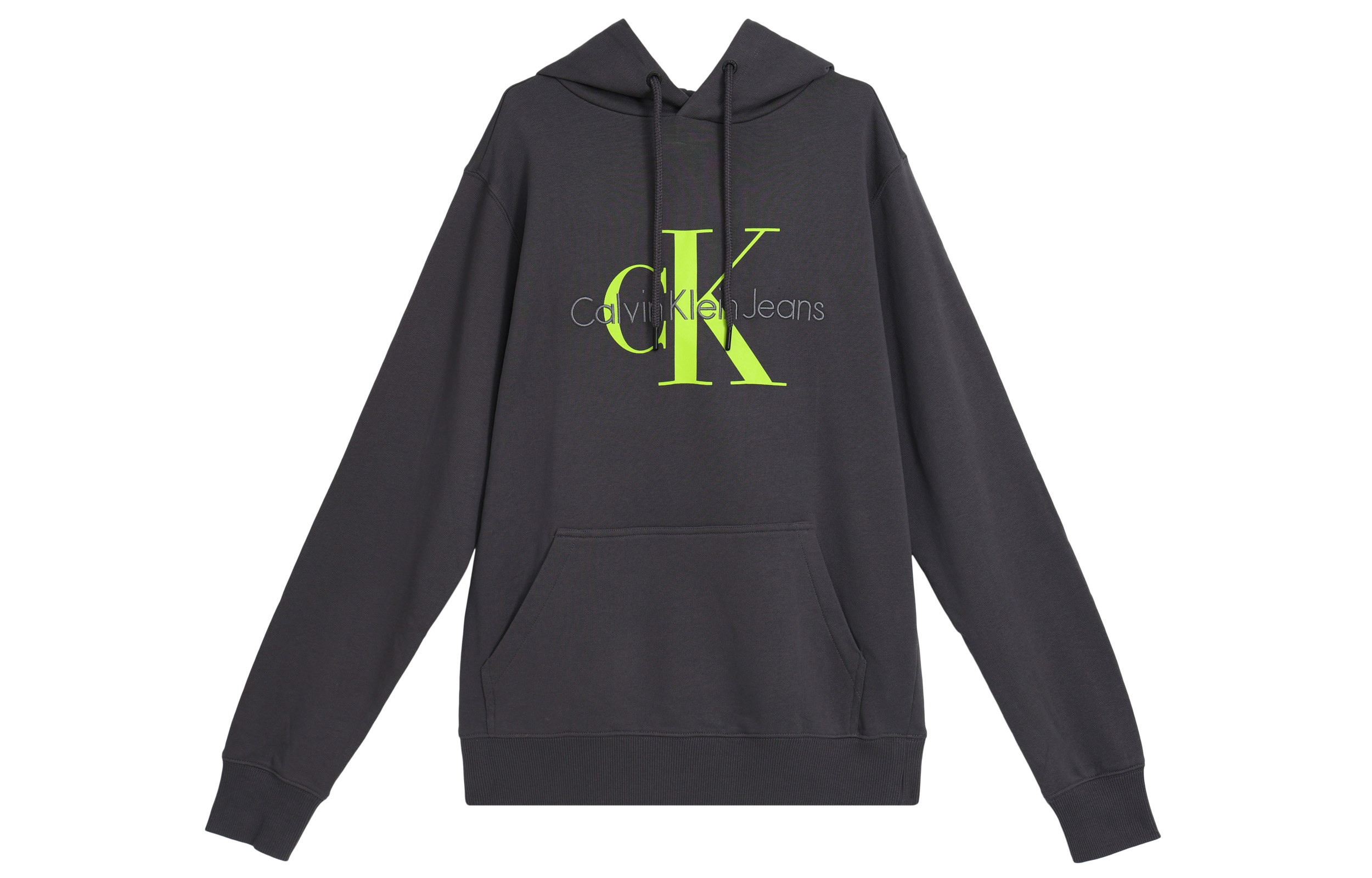 Calvin Klein Logo Embroidered Cotton Hoodie Unisex Dark Grey ZM02079-PCK