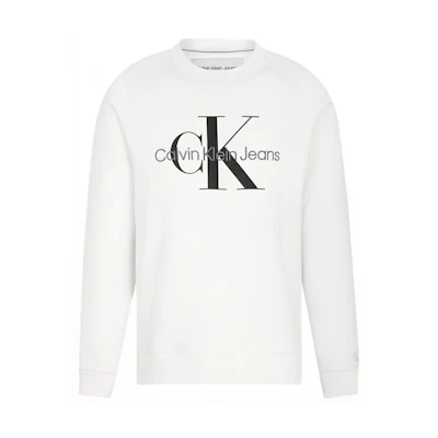 Calvin Klein Logo Embroidered Crewneck Pullover Sweatshirt White Casual J320787-YAF