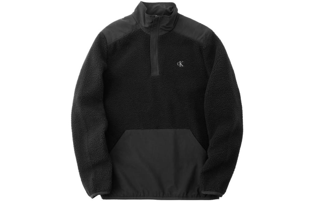 Calvin Klein Logo Embroidered Half-Zip Pullover Sweatshirt Unisex Black 40DC412-001