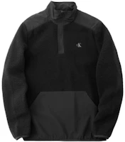 Calvin Klein Logo Embroidered Half-Zip Pullover Sweatshirt Unisex Black 40DC412-001 Calvin Klein Logo Embroidered Half-Zip Pullover Sweatshirt Unisex Black 40DC412-001