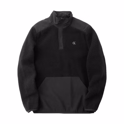Calvin Klein Logo Embroidered Half-Zip Pullover Sweatshirt Unisex Black 40DC412-001