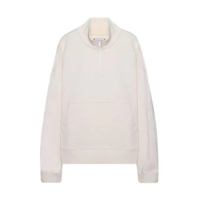 Calvin Klein Logo Embroidered Half-Zip Stand Collar Loose Sweatshirt White Mens 40JM234-100