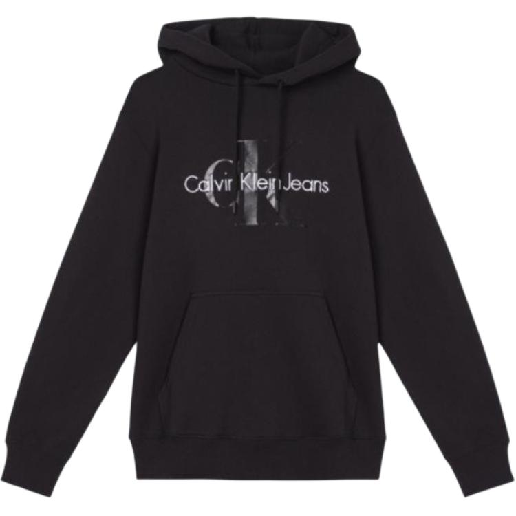 Calvin Klein Logo Embroidered Hoodie Black Long Sleeve Sweater POIZON240722199