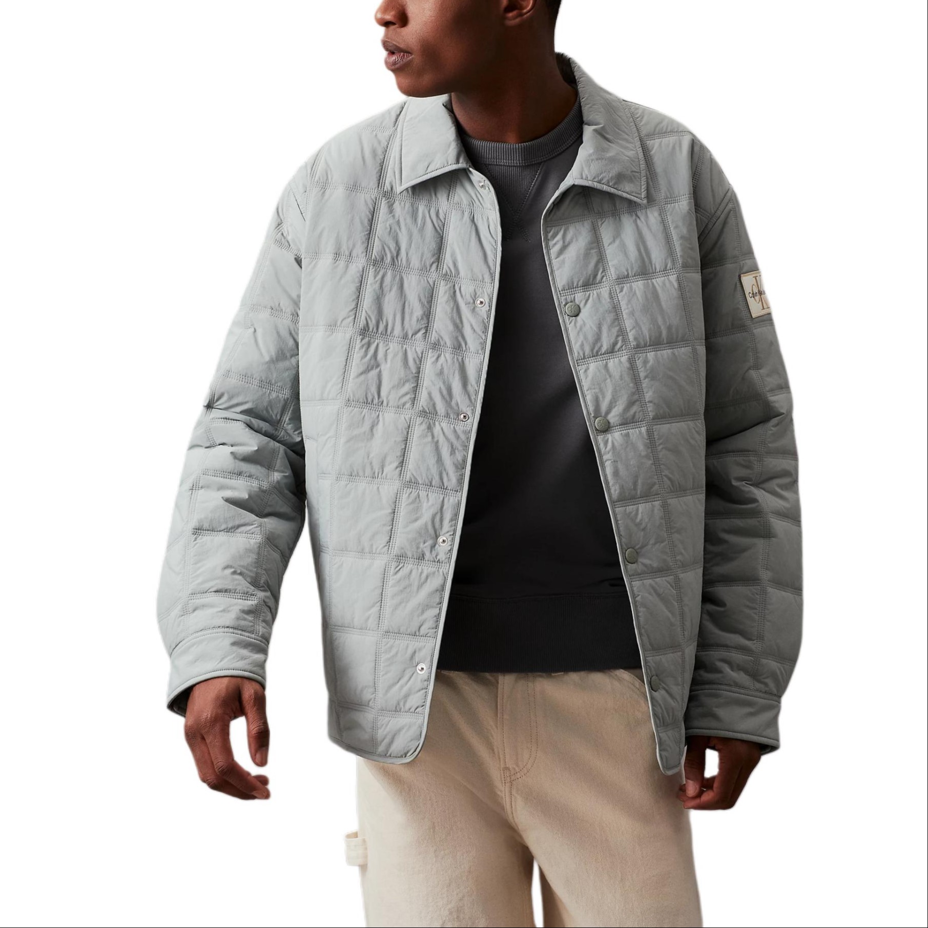Calvin Klein Logo Embroidered Lightweight Quilted Jacket Gray (EU Version, ) J30J325587-PFF