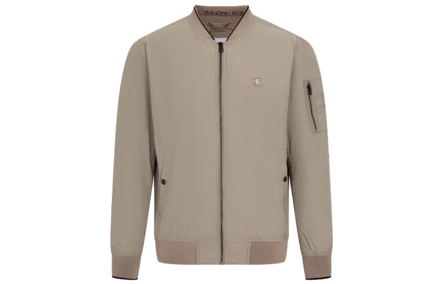 Calvin Klein Logo Embroidered Pocket Jacket Gray Brown ( Fall Jacket) J320778-A03