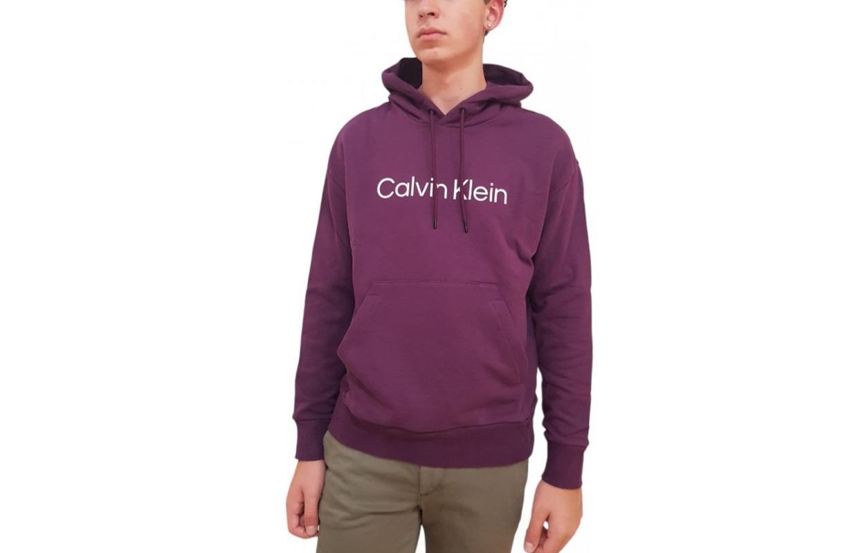 Calvin Klein Logo Embroidered Purple Pullover Hoodie for Men K10K111345-VDS