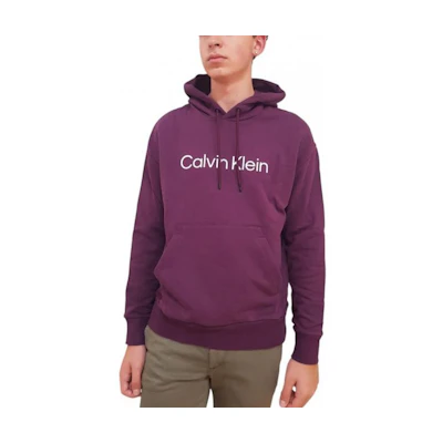Calvin Klein Logo Embroidered Purple Pullover Hoodie for Men K10K111345-VDS