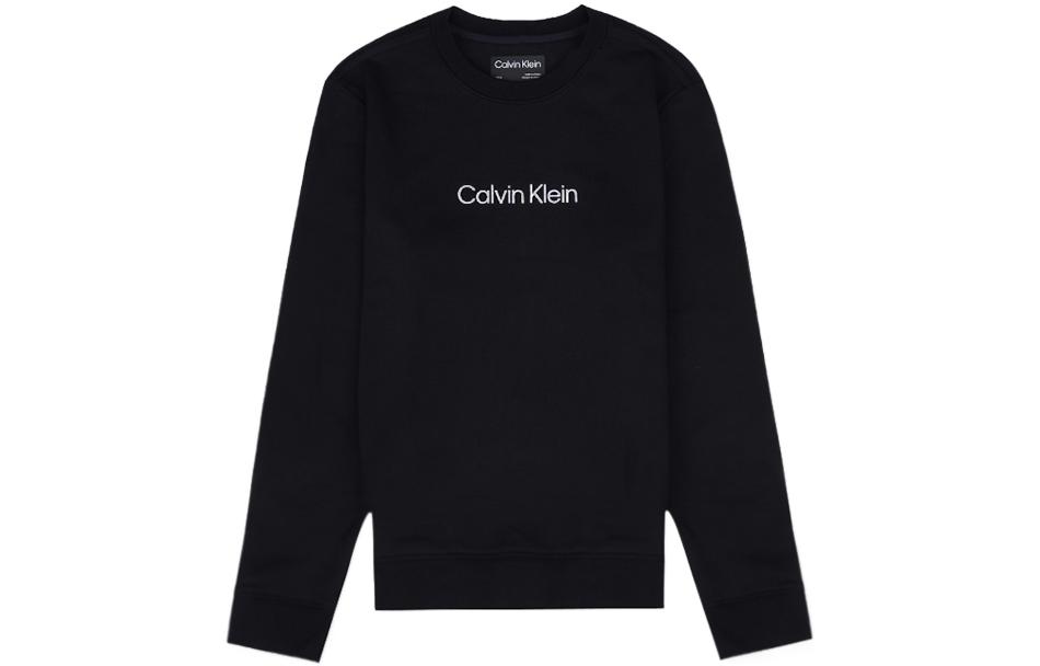 Calvin Klein Logo Embroidered Ribbed Crewneck Sweatshirt Unisex Black 40FM268-100