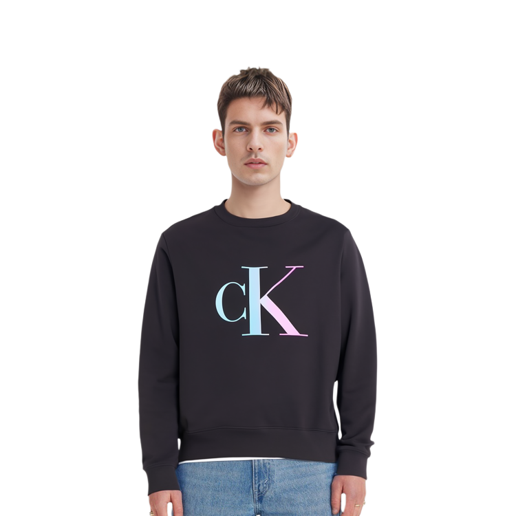 Purchase Calvin Klein 經典Logo印花黑色圓領長袖套頭衫 J30J320841-BEH