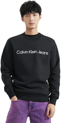 Calvin Klein标志印花羊毛圆领卫衣男女通用休闲版 J322333 Shop Calvin Klein标志印花羊毛圆领卫衣男女通用休闲版 J322333