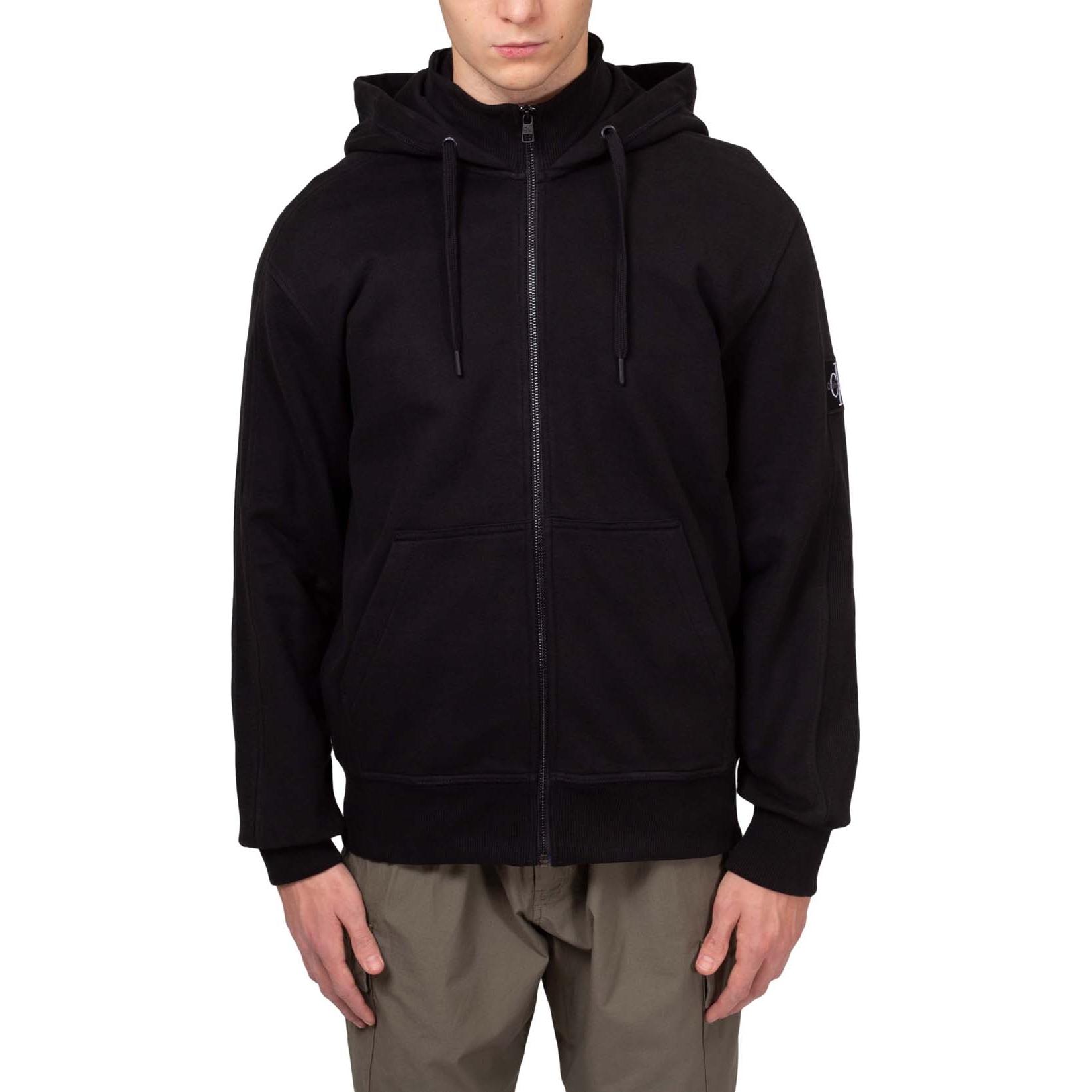 Calvin Klein Logo Hooded Loose Fit Zip Jacket Men’s Black J30J324956-BEH
