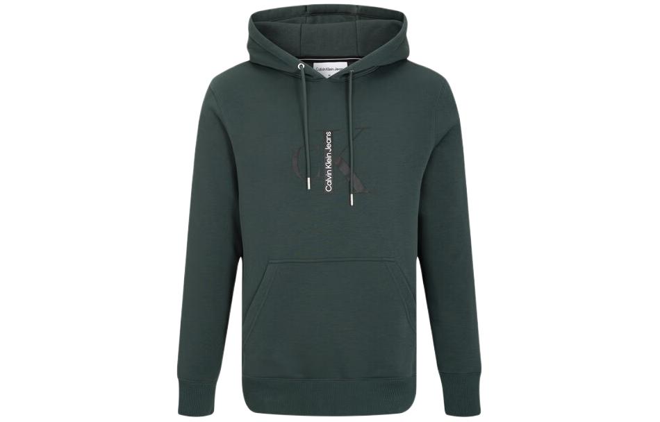 Calvin Klein Logo Hoodie Pullover Unisex in Dark Green J323238-L7E