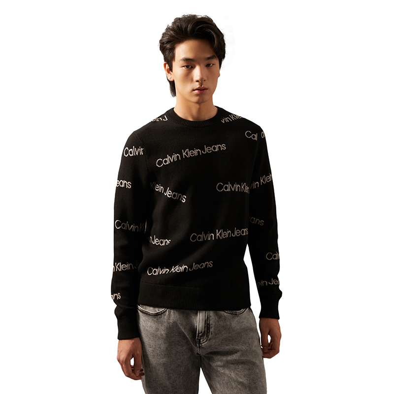 Calvin Klein Logo Jacquard Knit Pullover Sweater - Casual Fashion Style J326794