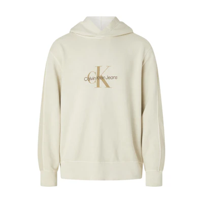Calvin Klein Logo Oversized Hoodie Beige Long-Sleeve Pullover J30J322901-ACI
