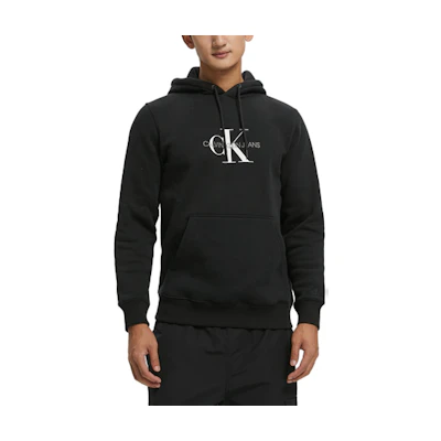 Calvin Klein Logo Pattern Drawstring Overlap Hoodie Unisex Black J400139-BEH