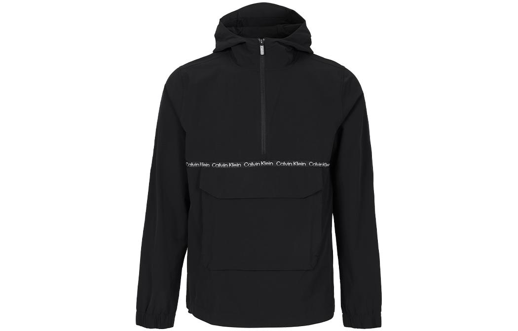 Calvin Klein Logo Pattern Hooded Windbreaker Jacket Black () 00GMF2O52610880