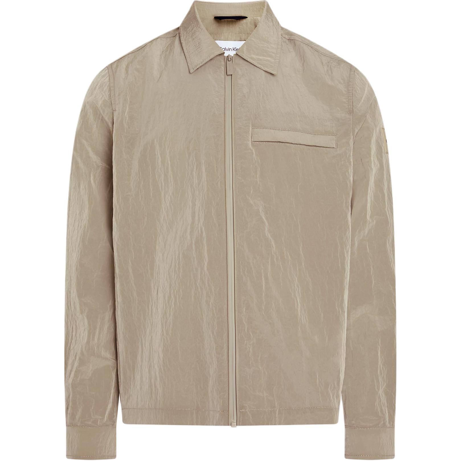 Calvin Klein Logo Pleated Shirt Jacket European Fit Men’s Eucalyptus Green K10K112368-LEB