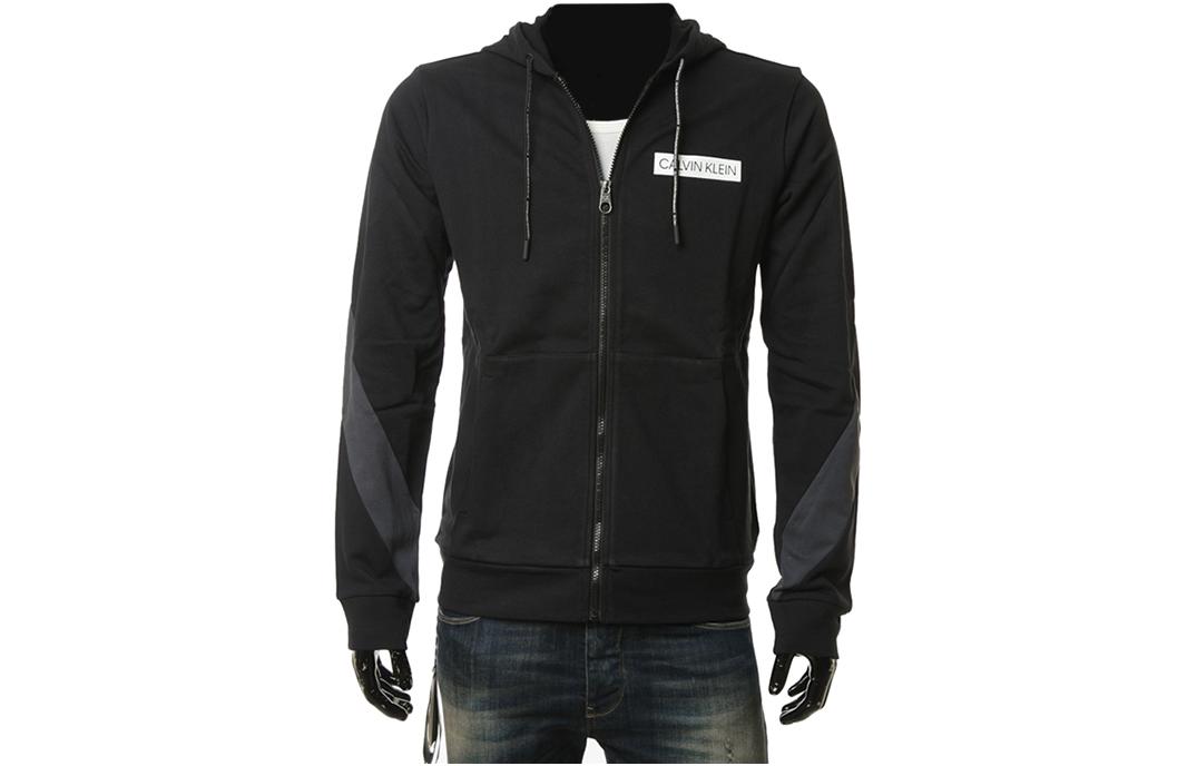 Calvin Klein Logo Print Black Hoodie for Men 00GMT0J481
