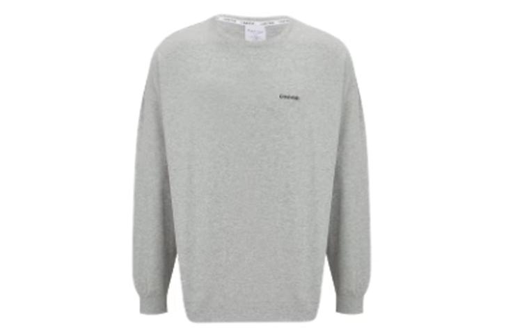 Calvin Klein Logo Print Casual Crewneck Sweatshirt Men’s Coconut Grey NM2300