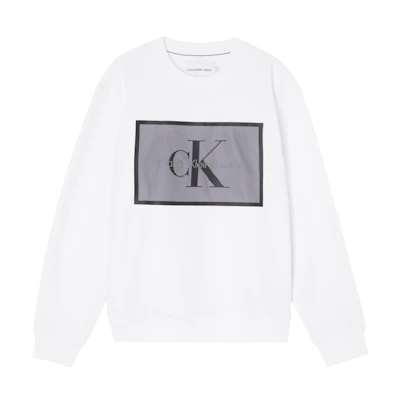 Calvin Klein Logo Print Crewneck Long-Sleeve Sweatshirt White J30J321880YAF