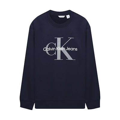 Calvin Klein Logo Print Crewneck Pullover Sweatshirt Navy Blue () 40GC200-417
