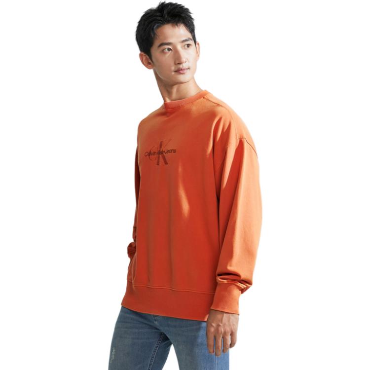 Shop CALVIN KLEIN Logo Print Crewneck Pullover Sweatshirt Lelaki J324475