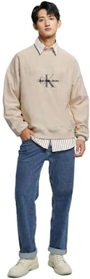 卡文克莱 洛哥印花圆领卫衣 米色 男款 J321893-ACF Order 卡文克莱 洛哥印花圆领卫衣 米色 男款 J321893-ACF