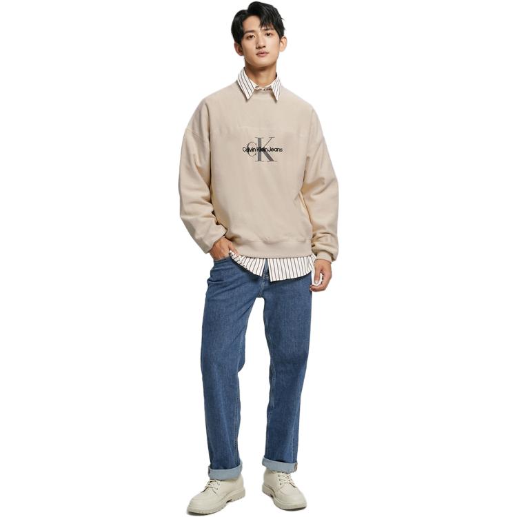 Lookbook 卡文克莱 洛哥印花圆领卫衣 米色 男款 J321893-ACF