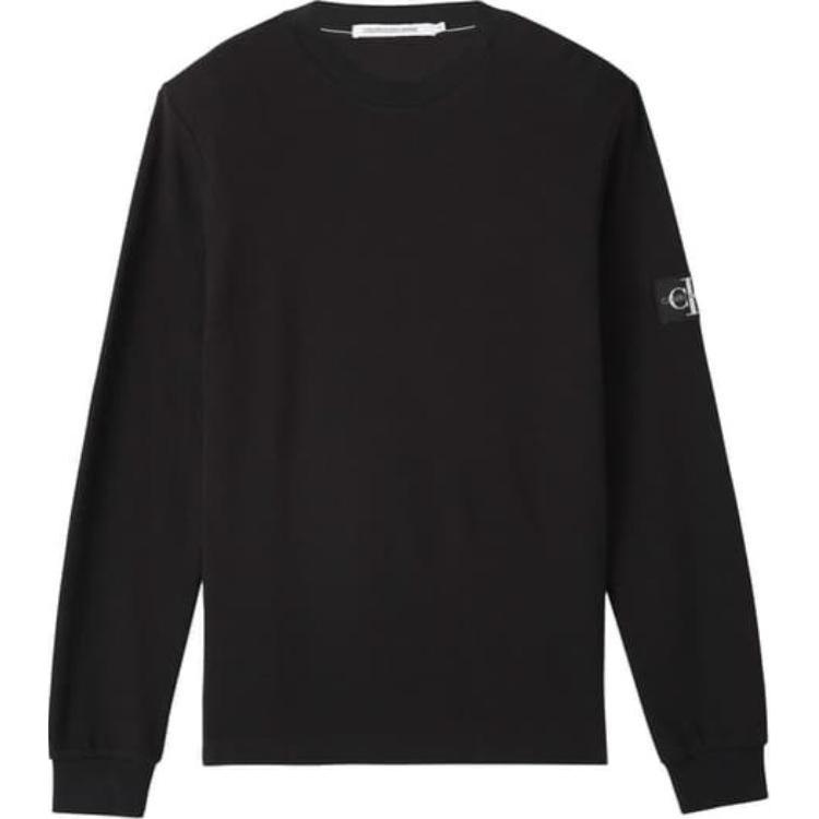 Calvin Klein Logo Print Crewneck Sweatshirt Black Mens Long Sleeve J30J316610-BEH