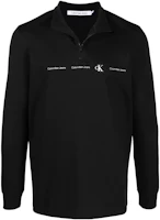 Calvin Klein Logo Print Half-Zip Knit Pullover Black J30J319692-BEH Calvin Klein Logo Print Half-Zip Knit Pullover Black J30J319692-BEH