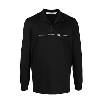Calvin Klein Logo Print Half-Zip Knit Pullover Black J30J319692-BEH