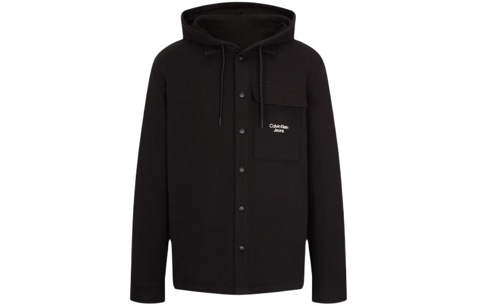 CALVIN KLEIN Logo Print Hooded Jacket  Black J322530-BEH