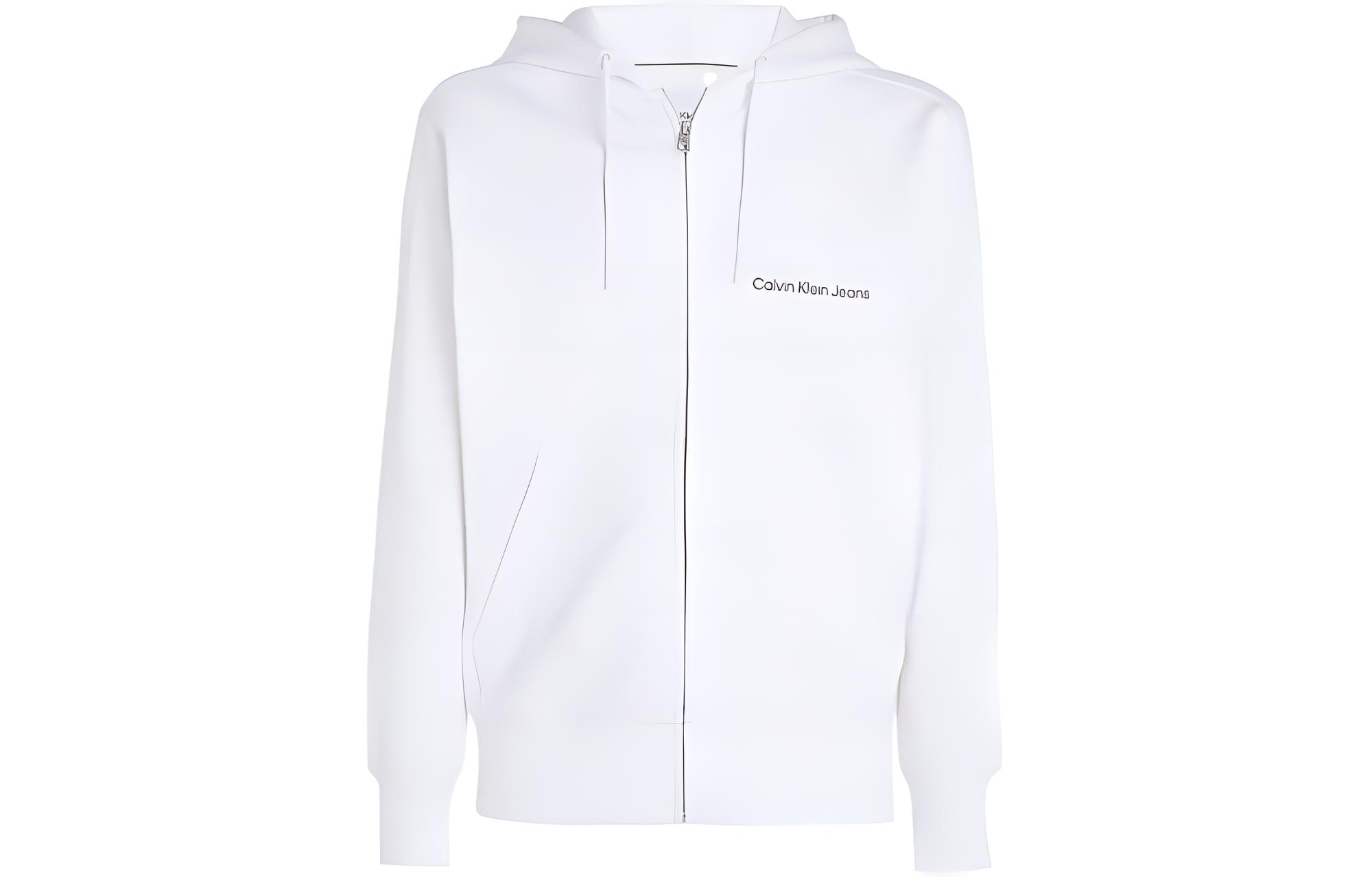 Calvin Klein Logo Print Hooded Long-Sleeve Jacket Men’s White J30J325148-YAF