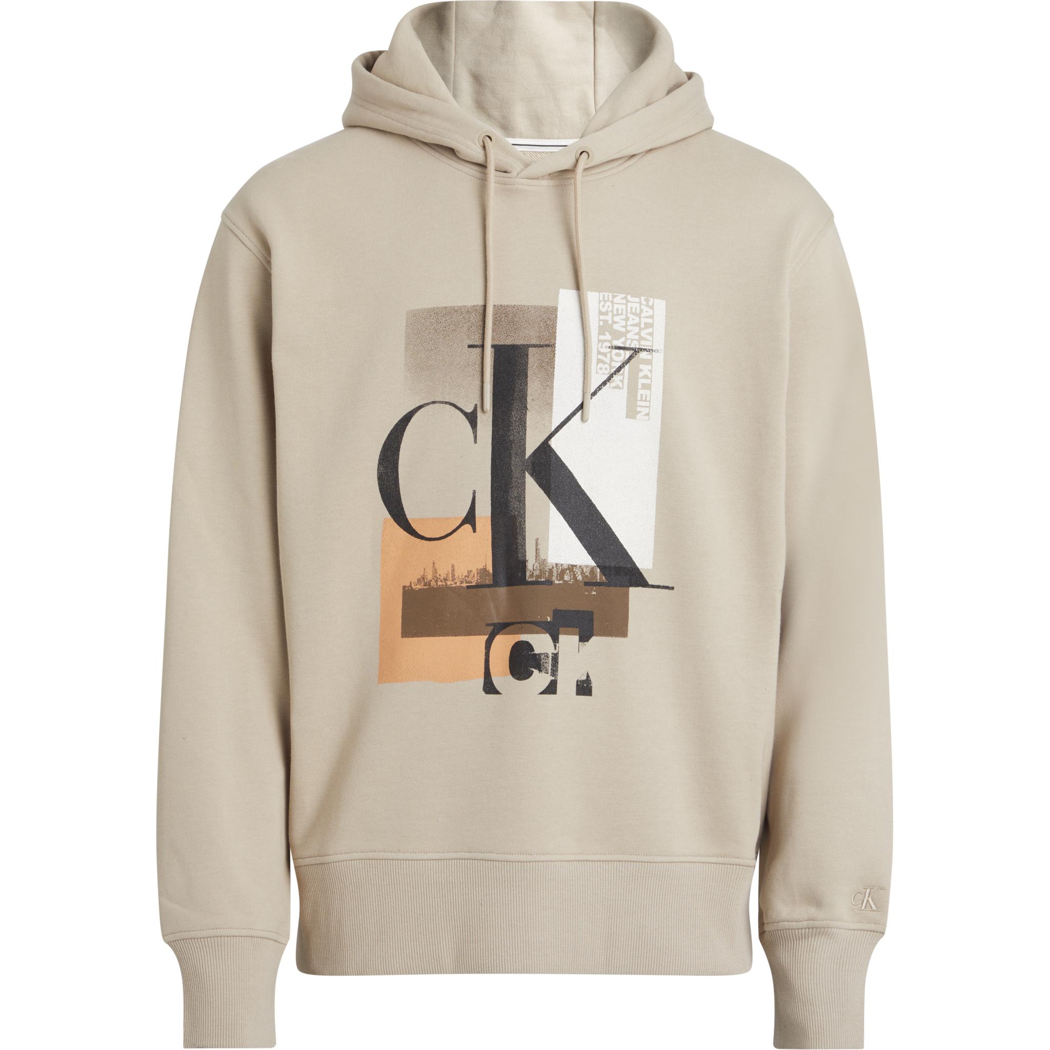 Calvin Klein Logo Print Hoodie Beige Menswear J30J324310-PED