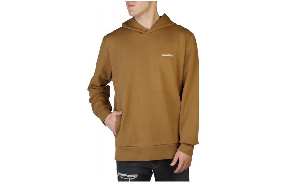 Calvin Klein Logo Print Hoodie Brown Loose Fit Long Sleeve K10K109927-KCU