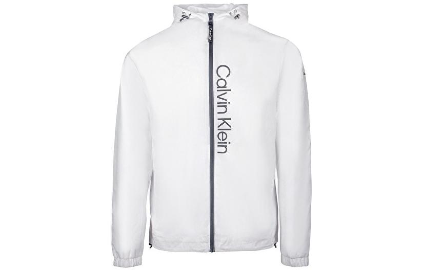 Calvin Klein Logo Print Hoodie Jacket - White CM255105-WHITE