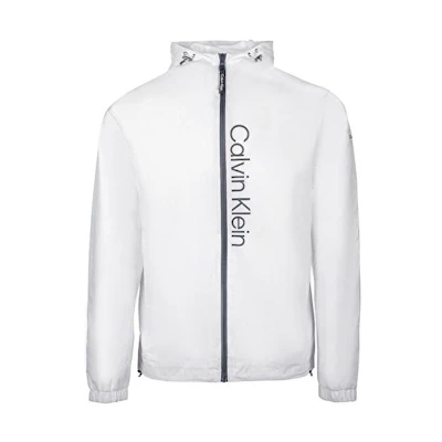 Calvin Klein Logo Print Hoodie Jacket - White CM255105-WHITE