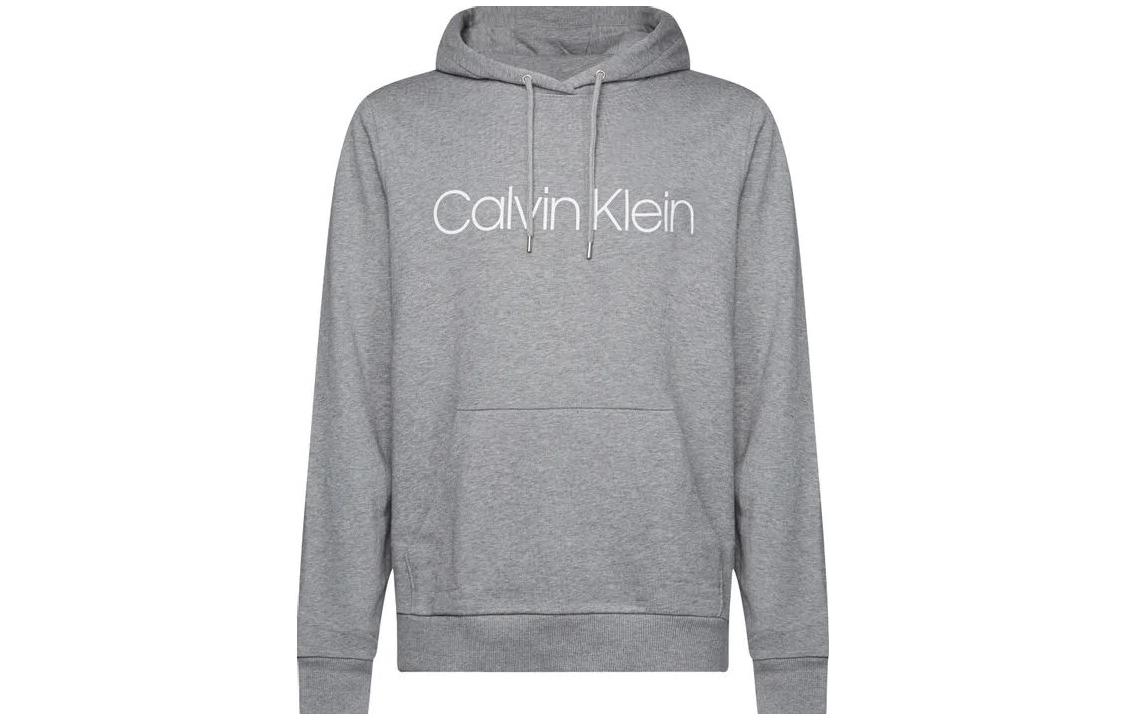 Calvin Klein Logo Print Kangaroo Pocket Hoodie Grey () K10K104060-092