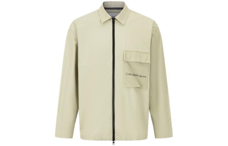 Calvin Klein Logo Print Lightweight Zip-Up Jacket Men’s Light Khaki J320915