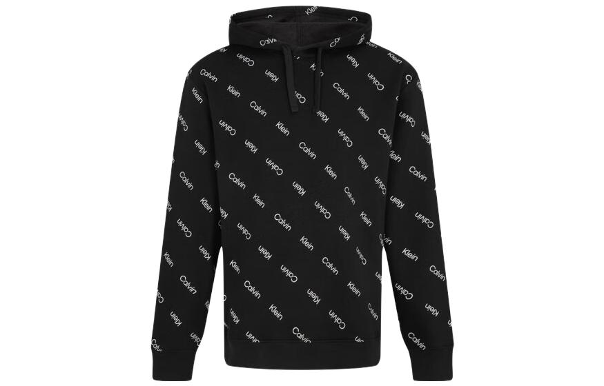 Calvin Klein Logo Print Pullover Hoodie Black 40IC400BAE