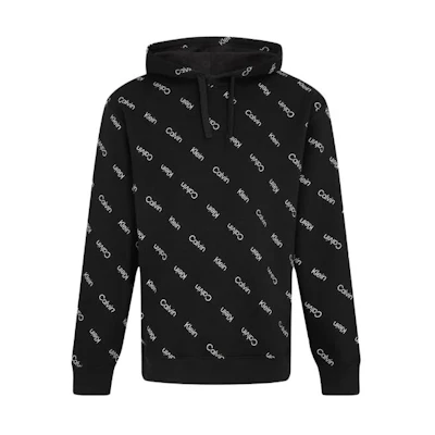 Calvin Klein Logo Print Pullover Hoodie Black 40IC400BAE