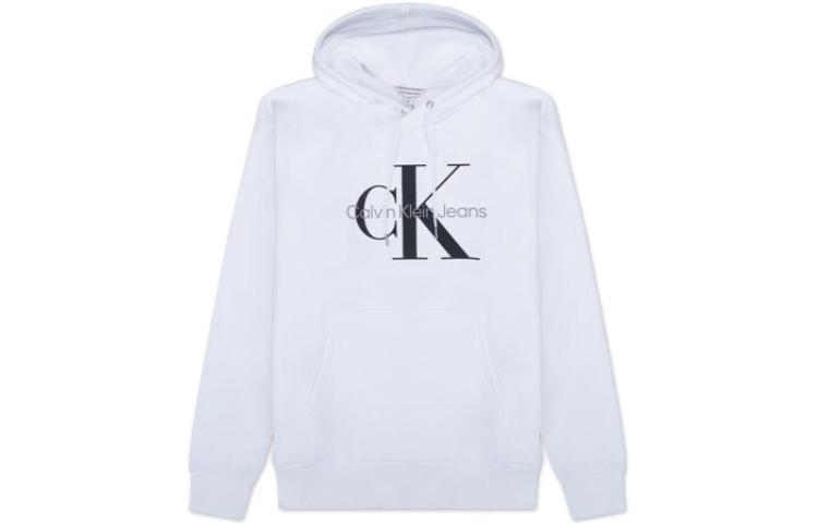 Calvin Klein Logo Print Pullover Hoodie White 40201GP-103