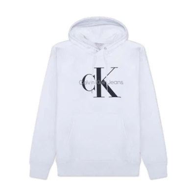 Calvin Klein Logo Print Pullover Hoodie White 40201GP-103