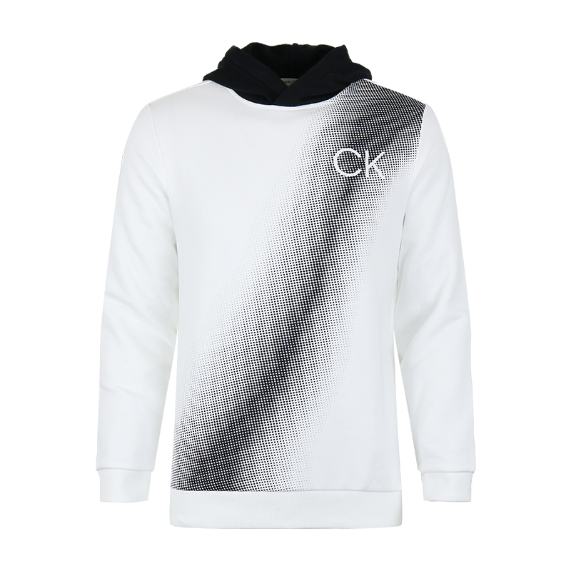 Calvin Klein Logo Print Pullover Hoodie White Casual and Warm 40KC417