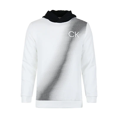 Calvin Klein Logo Print Pullover Hoodie White Casual and Warm 40KC417