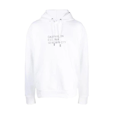 Calvin Klein Logo Print Pullover Hoodie White Long Sleeve K10K111522-YAF